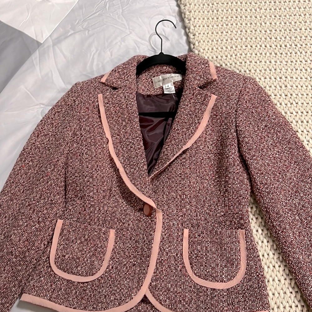 Pink/burgundy tweed blazer